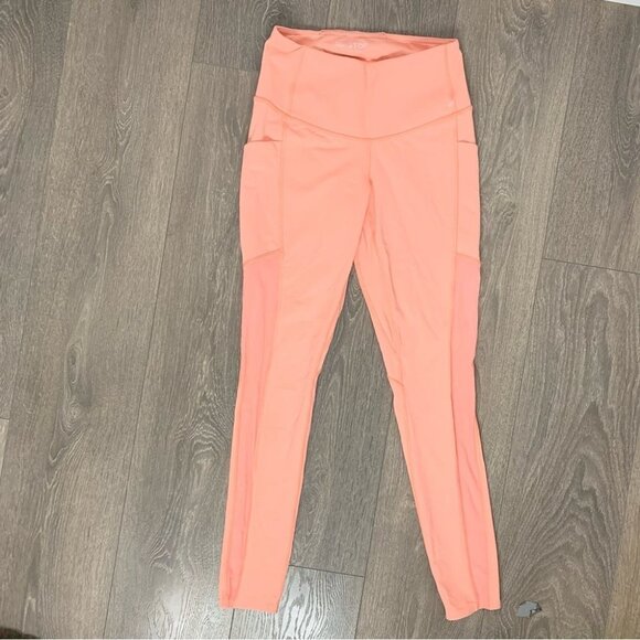 Titika Women’s Compress Mesh Leggings Cropped Orange Peach High Rise Waist XS - Picture 2 of 14